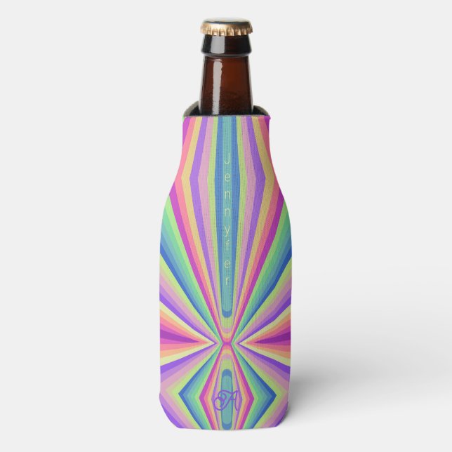 Colourful groovy 70’s retro bottle cooler (Bottle Front)