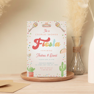 Colourful Groovy 70s Fiesta Mexican Couples Shower Invitation
