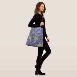 Colourful Groovy Boho Hippie Funky Abstract Fracta Crossbody Bag