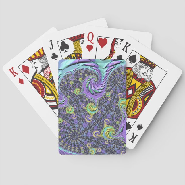 Colourful Groovy Boho Hippie Funky Abstract Fracta Playing Cards (Back)
