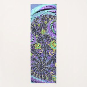Colourful Groovy Boho Hippie Funky Abstract Fracta Yoga Mat