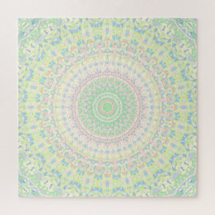 Colourful Groovy Boho Hippie Pastel Funky Mandala Jigsaw Puzzle