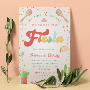 Colourful Groovy Fiesta 1st Birthday Gender Neutra Invitation