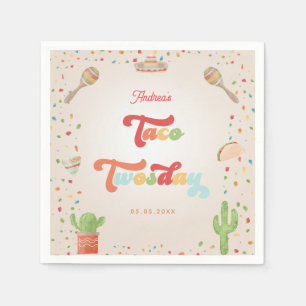 Colourful Groovy Fiesta 2nd Birthday Taco Twosday Napkin