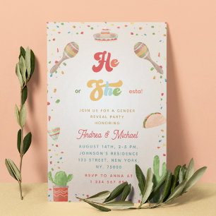 Colourful Groovy Fiesta He or She-esta Mexican Invitation