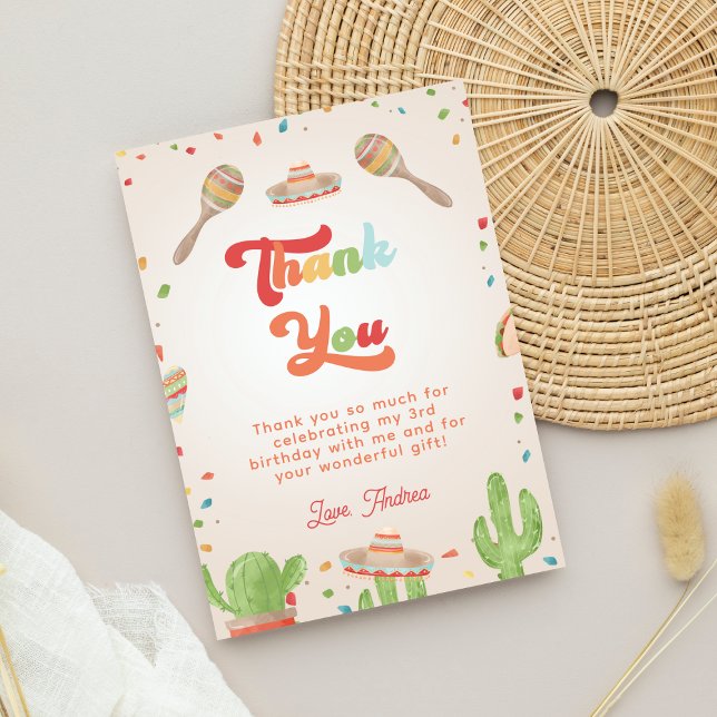 Colourful Groovy Fiesta Kid's Birthday Thank You Invitation (Creator Uploaded)