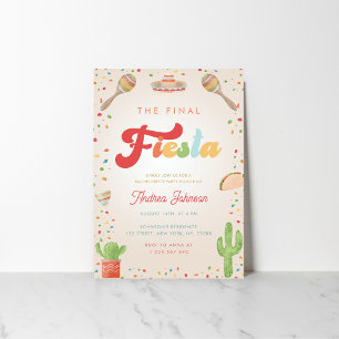 Colourful Groovy Final Fiesta Bachelorette Party Invitation