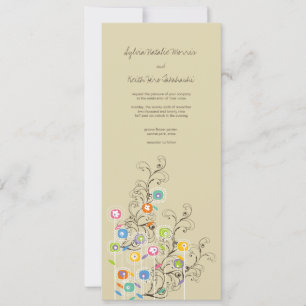 Colourful Groovy Flower Garden Whimsical Wedding Invitation