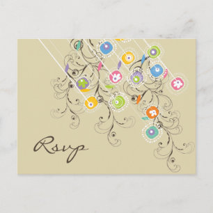 Colourful Groovy Flowers Garden Summer Wedding RSV Invitation Postcard