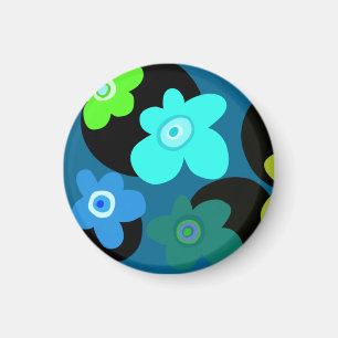 colourful groovy flowers magnet