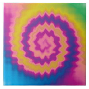 Colourful groovy funky retro tie dye pattern ceramic tile