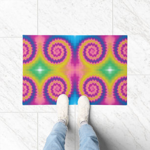 Colourful groovy funky retro tie dye pattern doormat