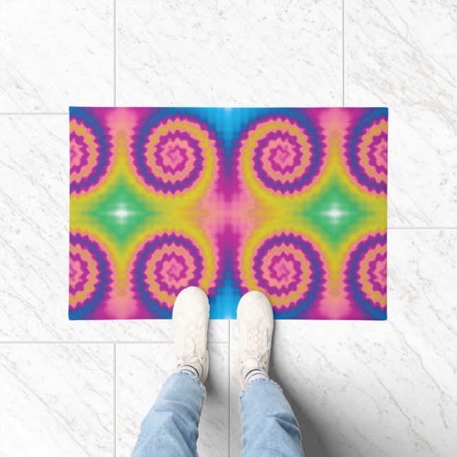 Colourful groovy funky retro tie dye pattern doormat (Indoor)