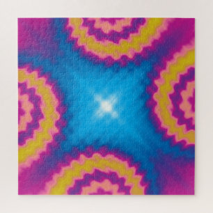Colourful groovy funky retro tie dye pattern fun jigsaw puzzle