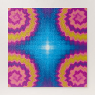 Colourful groovy funky retro tie dye pattern fun jigsaw puzzle