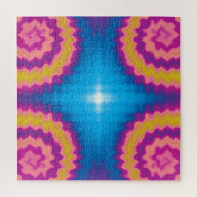 Colourful groovy funky retro tie dye pattern fun jigsaw puzzle (Vertical)