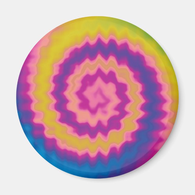 Colourful groovy funky retro tie dye pattern magnet (Front)