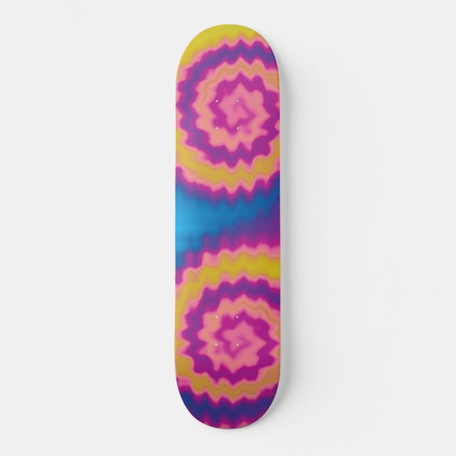 Colourful groovy funky retro tie dye pattern skateboard (Front)