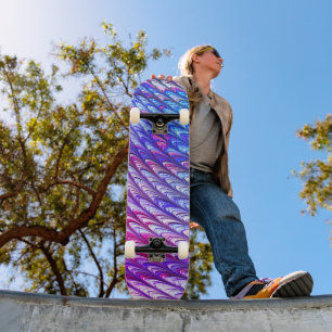 Colourful Groovy Funky Trippy Waves Abstract Art Skateboard