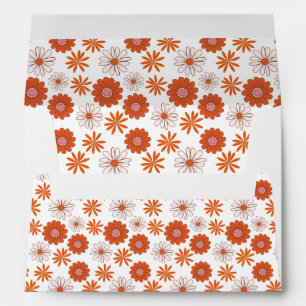 Colourful Groovy Hippie Flower Red Orange White Envelope