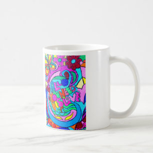 colourful groovy hippie style love mug