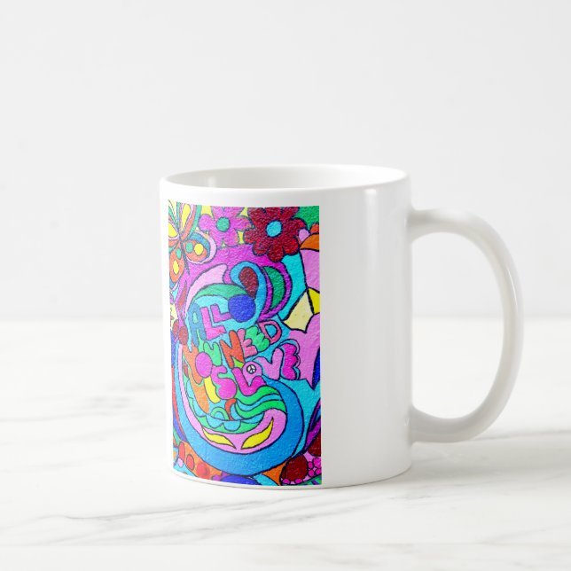 colourful groovy hippie style love mug (Right)