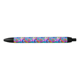 colourful groovy peace and love black ink pen