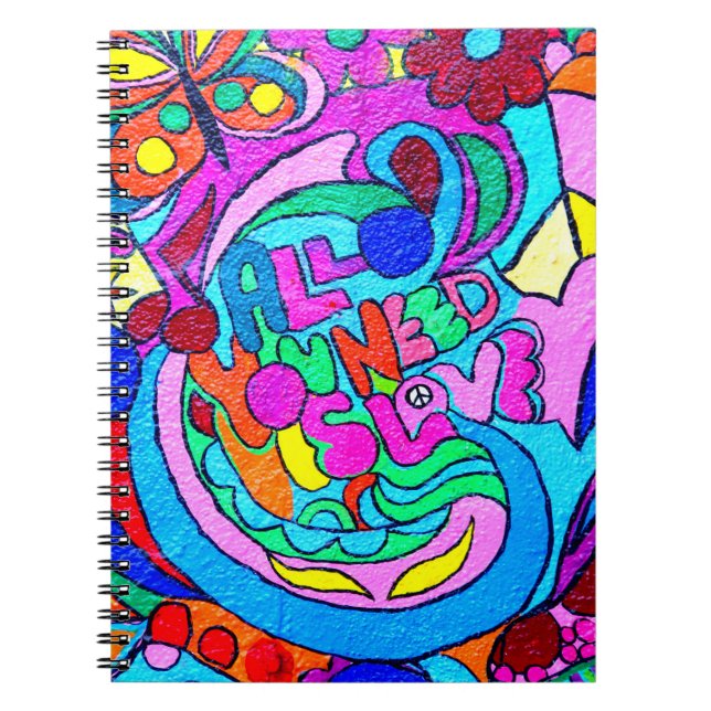 colourful groovy peace and love notebook (Front)