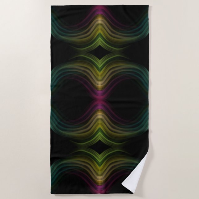 Colourful Groovy Psychedelic Pattern Abstract Art Beach Towel (Front)