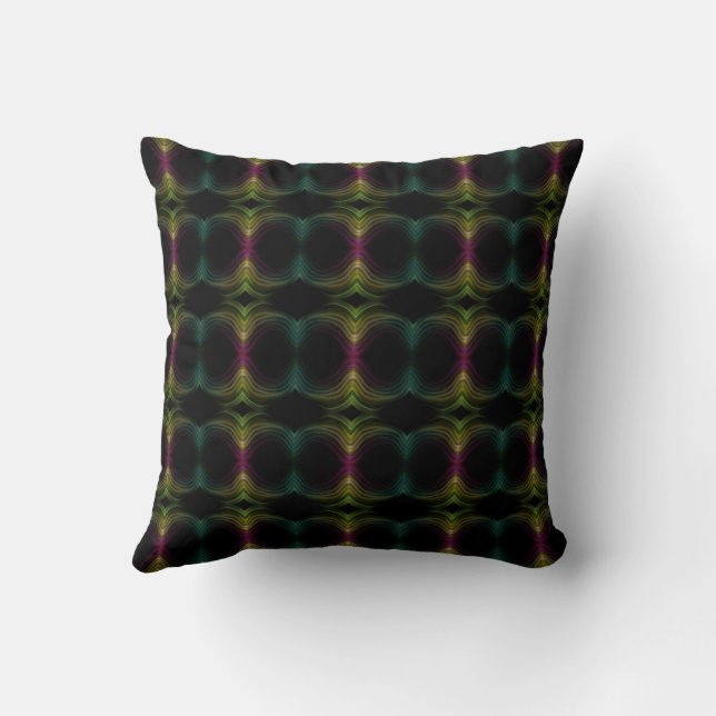 Colourful Groovy Psychedelic Pattern Abstract Art Cushion (Back)