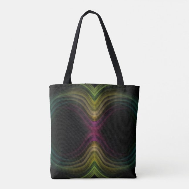 Colourful Groovy Psychedelic Pattern Abstract Art Tote Bag (Back)