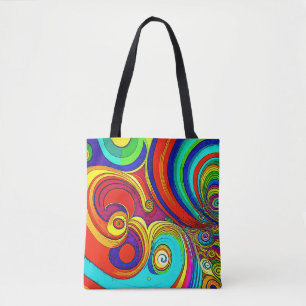 Colourful Groovy Rainbow Swirls Tote Bag