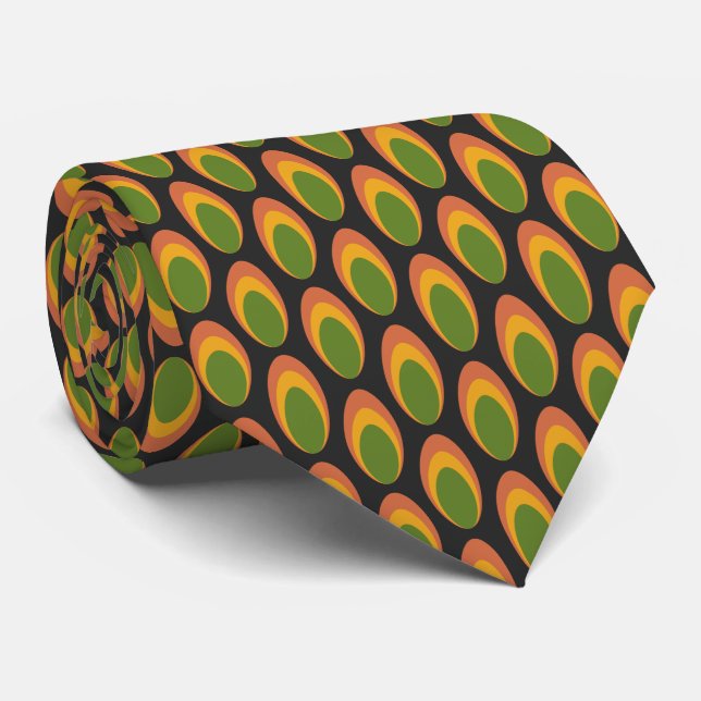 Colourful Groovy Retro 70s Pattern Neck Tie (Rolled)
