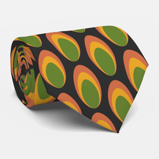 Colourful Groovy Retro 70s Pattern Neck Tie (Rolled)