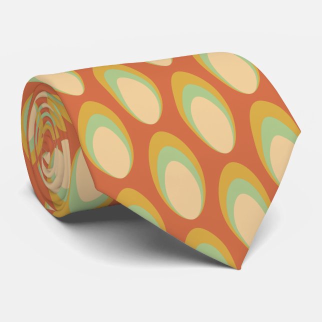 Colourful Groovy Retro 70s Pattern Neck Tie (Rolled)