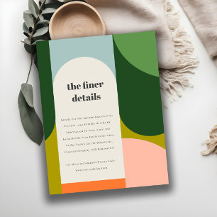 Colourful Groovy Retro Arch Bold Wedding Detail Enclosure Card