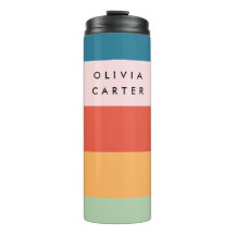 Colourful Groovy Retro Horizontal Stripe Name