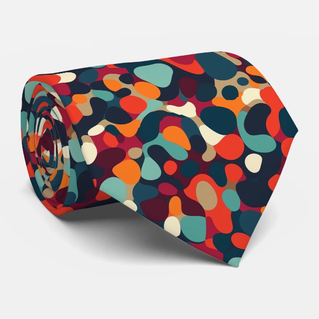 Colourful Groovy Retro Neck Tie (Rolled)