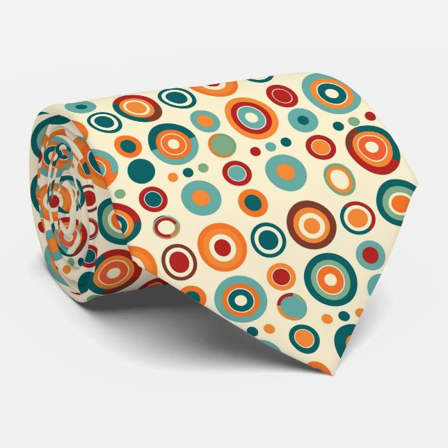 Colourful Groovy Retro Neck Tie (Rolled)