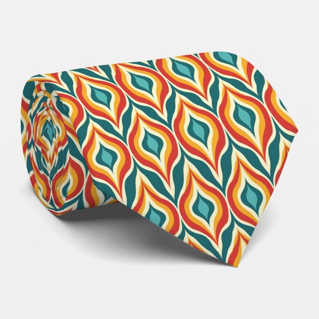 Colourful Groovy Retro Neck Tie (Rolled)