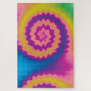 Colourful groovy retro tie dye pattern difficult jigsaw puzzle