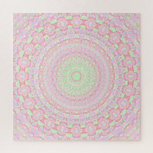 Colourful Groovy Trippy Boho Hippie Pastel Mandala Jigsaw Puzzle