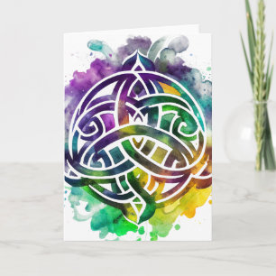 Colourful Grunge Celtic Watercolor St Patrick's Da Card