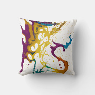 Colourful Grunge Dripping Marble Ink Splash Cushion