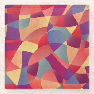 Colourful Grunge: Geometric Triangles Background Glass Coaster
