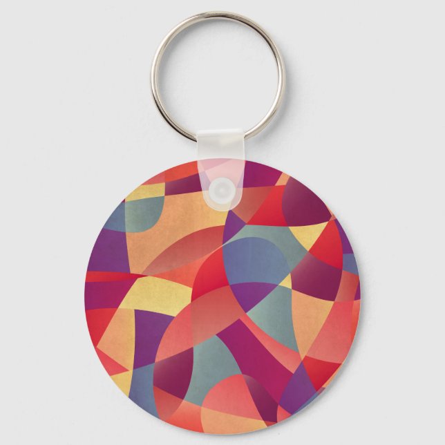 Colourful Grunge: Geometric Triangles Background Key Ring (Front)