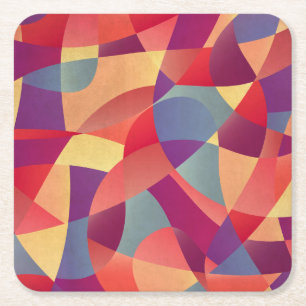 Colourful Grunge: Geometric Triangles Background Square Paper Coaster