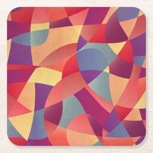 Colourful Grunge: Geometric Triangles Background Square Paper Coaster (Front)