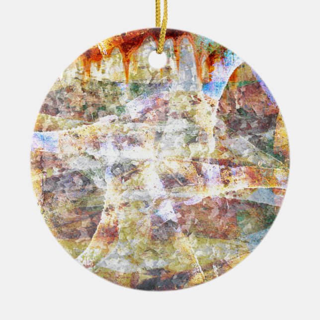 Colourful grunge graffiti ceramic ornament (Front)