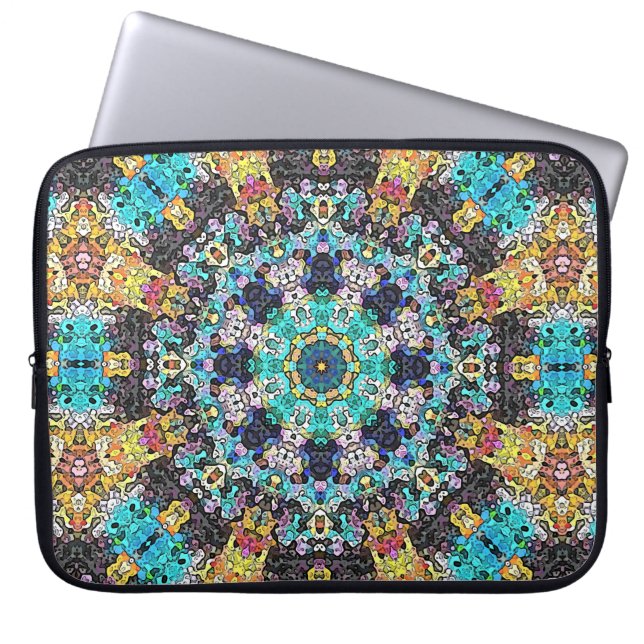 Colourful Grunge Mandala Laptop Sleeve (Front)